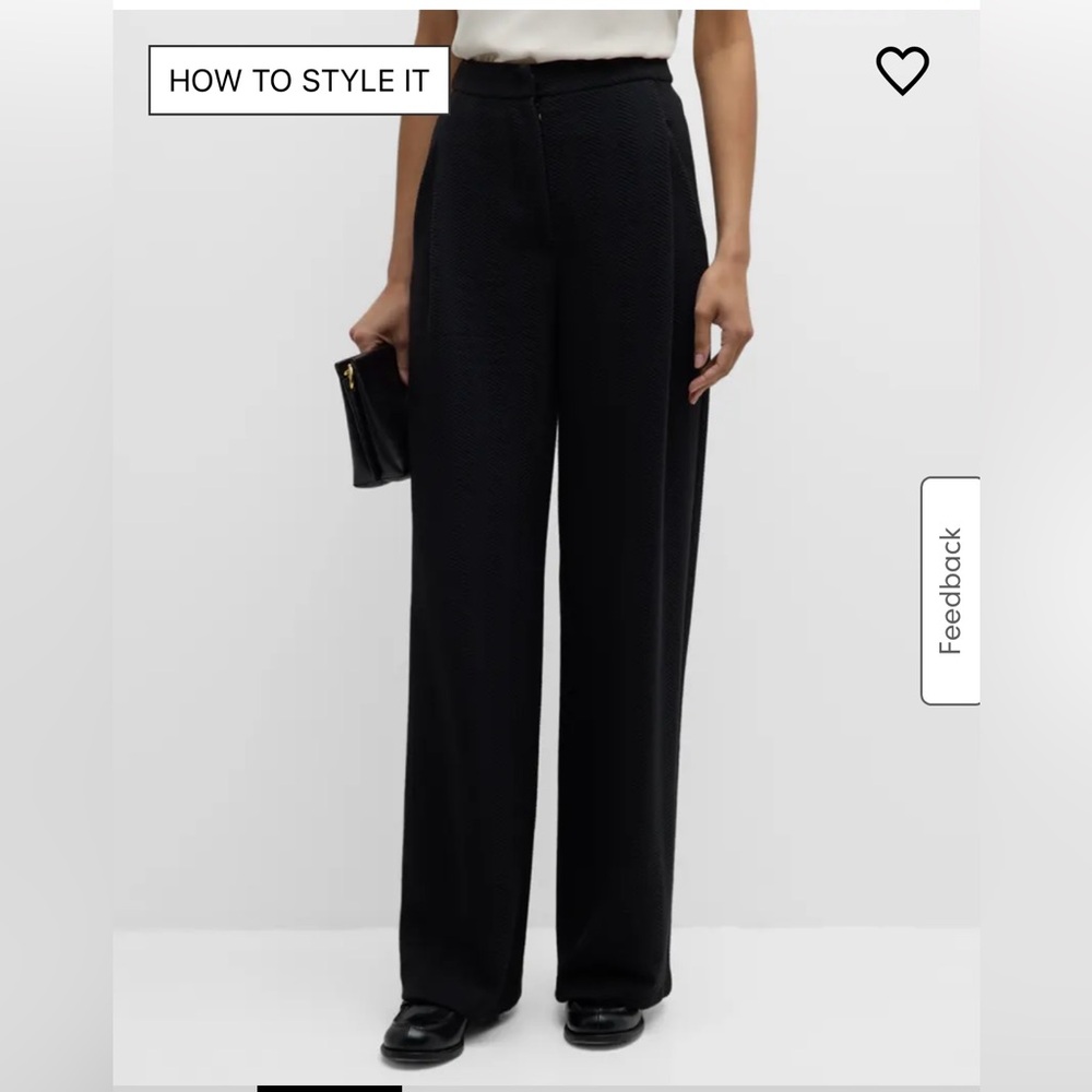 Emporio Armani Women’s High-Rise‎ Pleated Chevron Jersey Trousers In Black Sz38